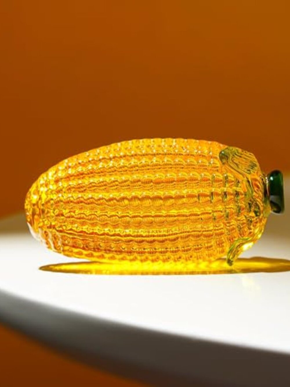 Glass Corn Figurine Art Crystal Corn Paperweight Decor for Tabletop Hand Blown